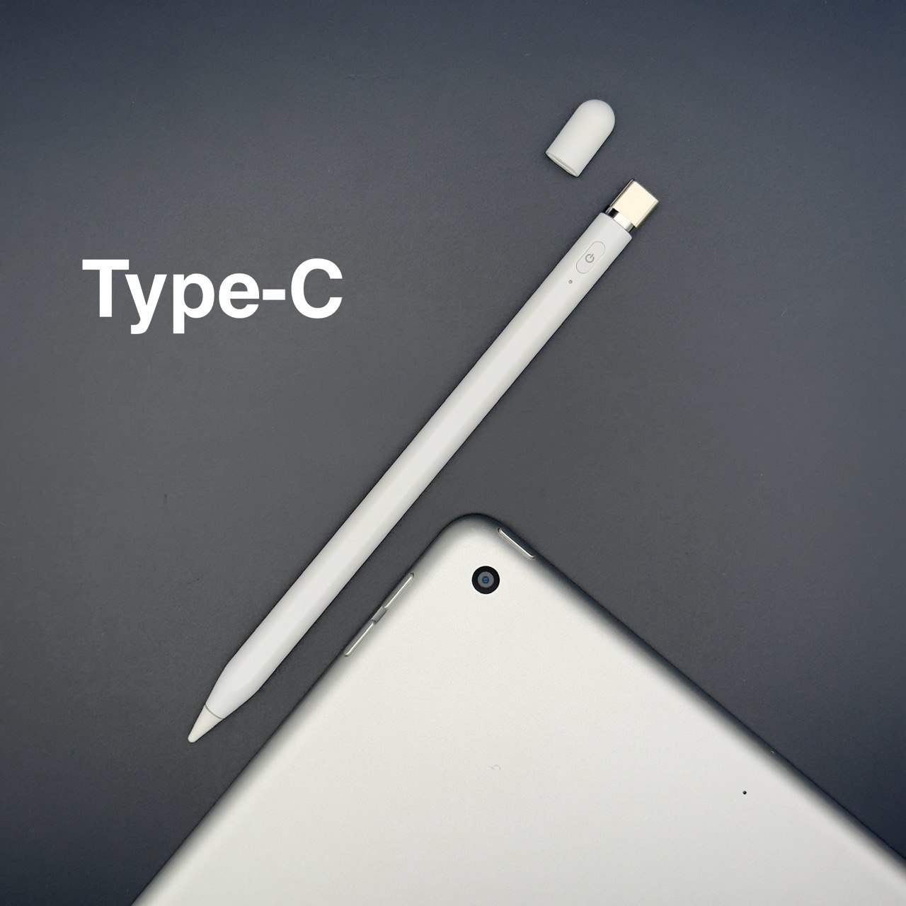 Стилус с Type-C для iPad 2018 - 2022 +2 наконечника. С изменением толщины линии от угла
