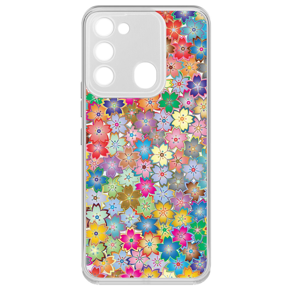 

Чехол-накладка Цветочный паттерн 4 для TECNO Spark 8C, Прозрачный