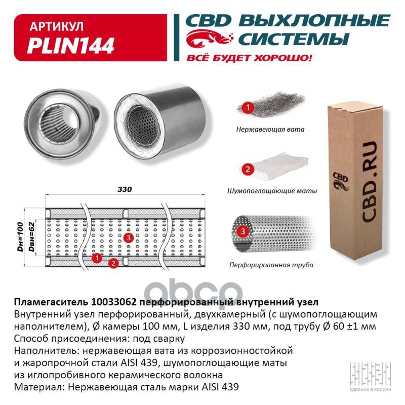 

Пламегаситель 10033062 Перфорированный Внутренний Узел CBD арт. PLIN144