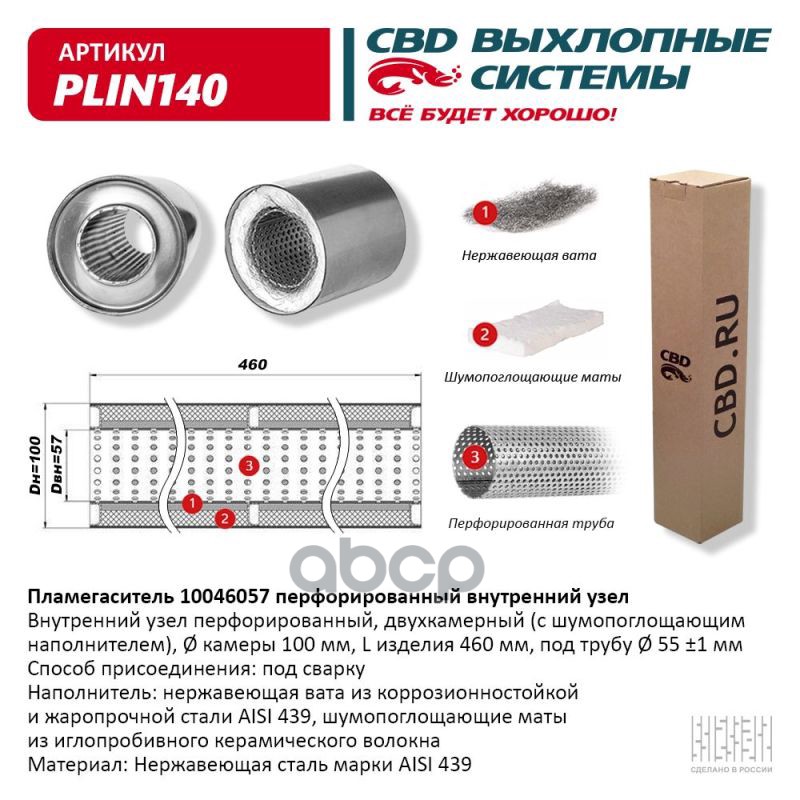 

Пламегаситель 10046057 Перфорированный Внутренний Узел CBD арт. PLIN140