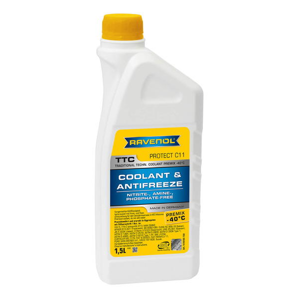 Антифриз готовый к прим. жёлтый RAVENOL TTC Traditional Technology Coolant Premix ( 1,5л)