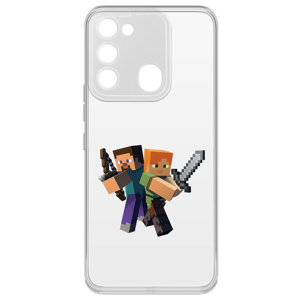 

Чехол-накладка Minecraft-Стив и Алекс для TECNO Spark Go 2022, Прозрачный