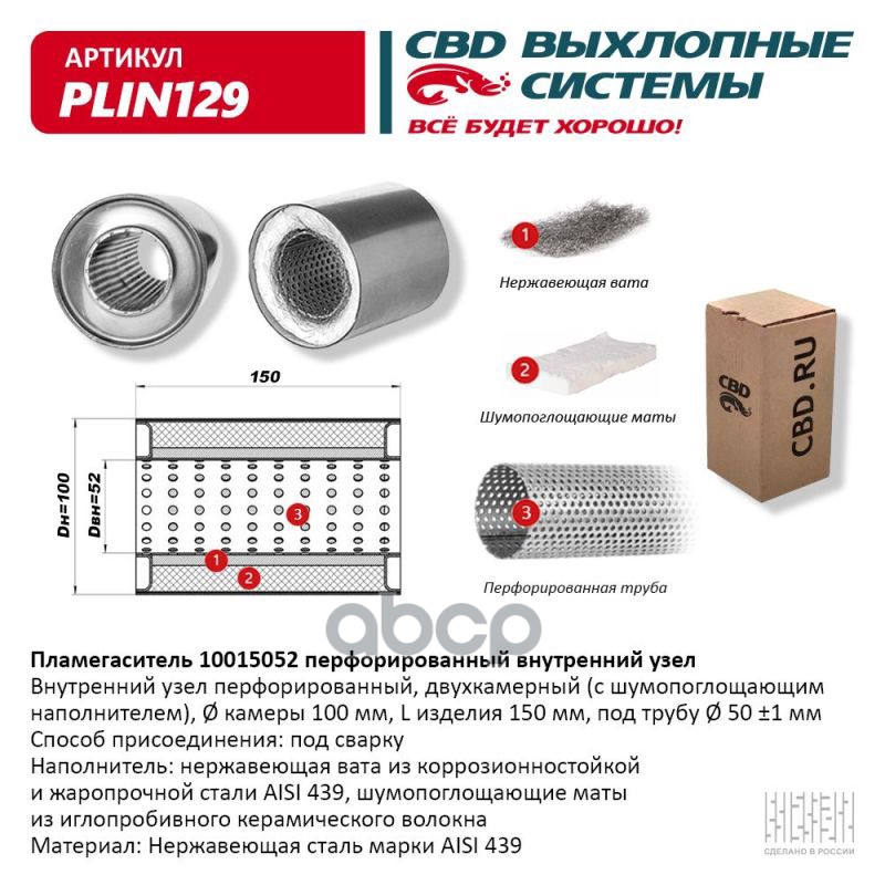 

Пламегаситель 10015052 Перфорированный Внутренний Узел CBD арт. PLIN129