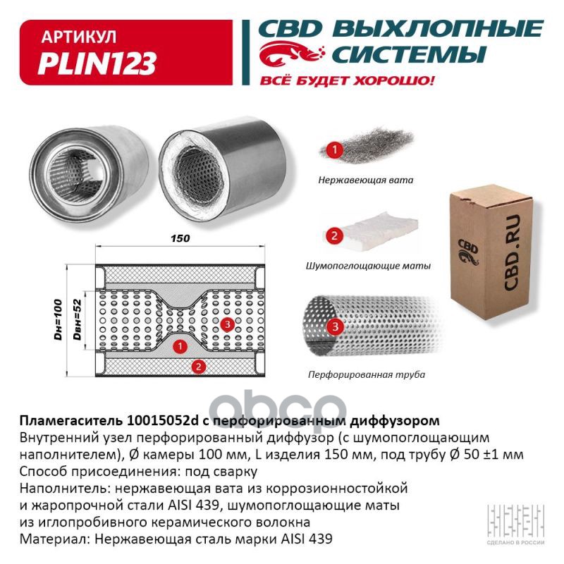 Пламегаситель 10015052d Перфорированный Диффузор CBD арт. PLIN123 100039538445