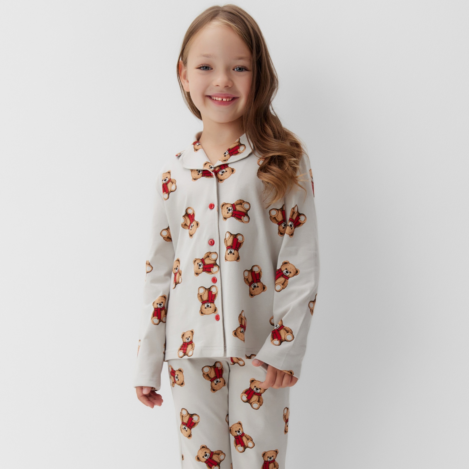 

Пижама детская KAFTAN Мишка в шарфе серый, 122, Мишка в шарфе
