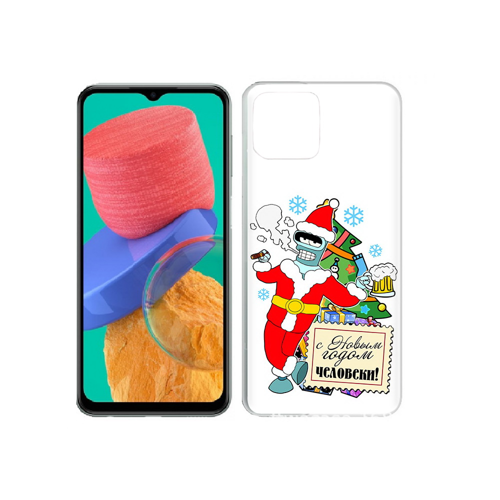 

Чехол MyPads Tocco для Samsung Galaxy M33 С новым годом человеки (PT227322.603.150), Прозрачный, Tocco