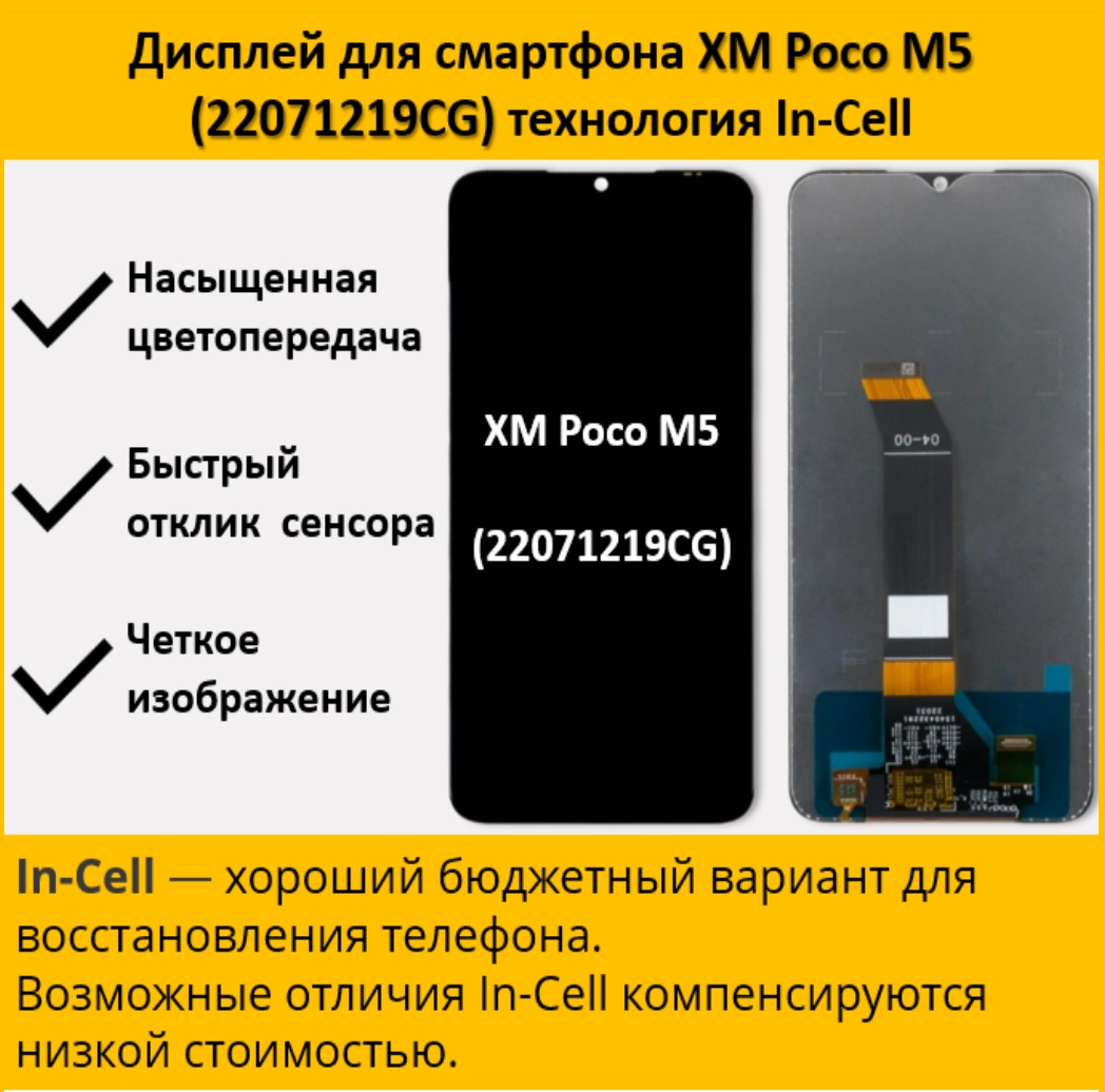Дисплей для cмартфона Xiaomi Poco M5 (22071219CG), технология In-Cell