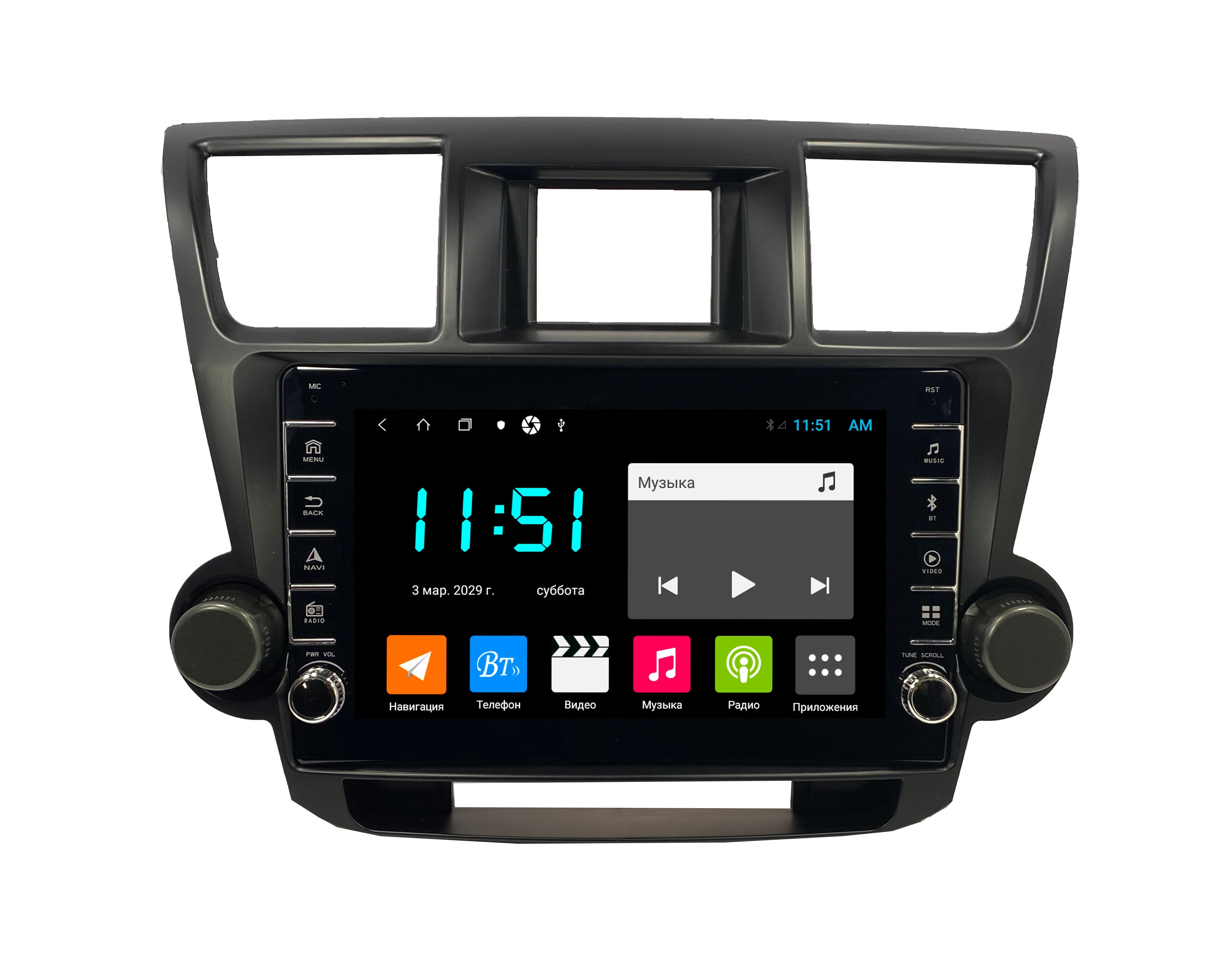 Автомагнитола ANDROID Toyota Highlander 2008-2014 Android 12 464GB с крутилками Муль 2754600₽