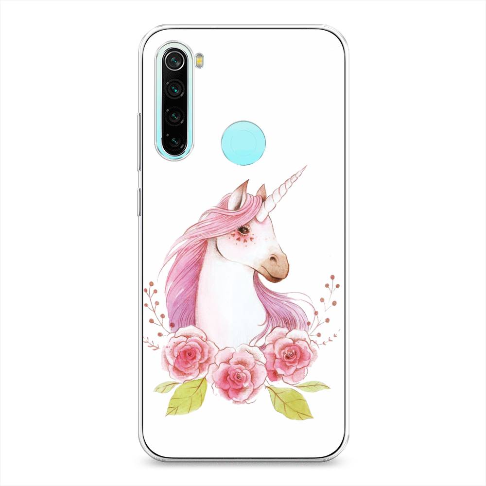 

Чехол на Xiaomi Redmi Note 8 "Единорог цветы", Белый;розовый;серый, 36550-1