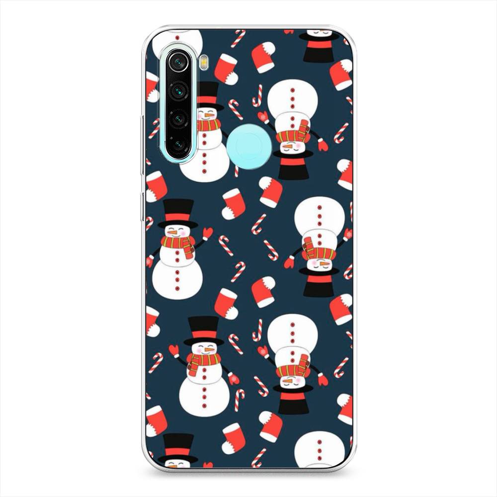 

Чехол на Xiaomi Redmi Note 8 "Синие снеговики", Синий;белый;красный, 36550-5