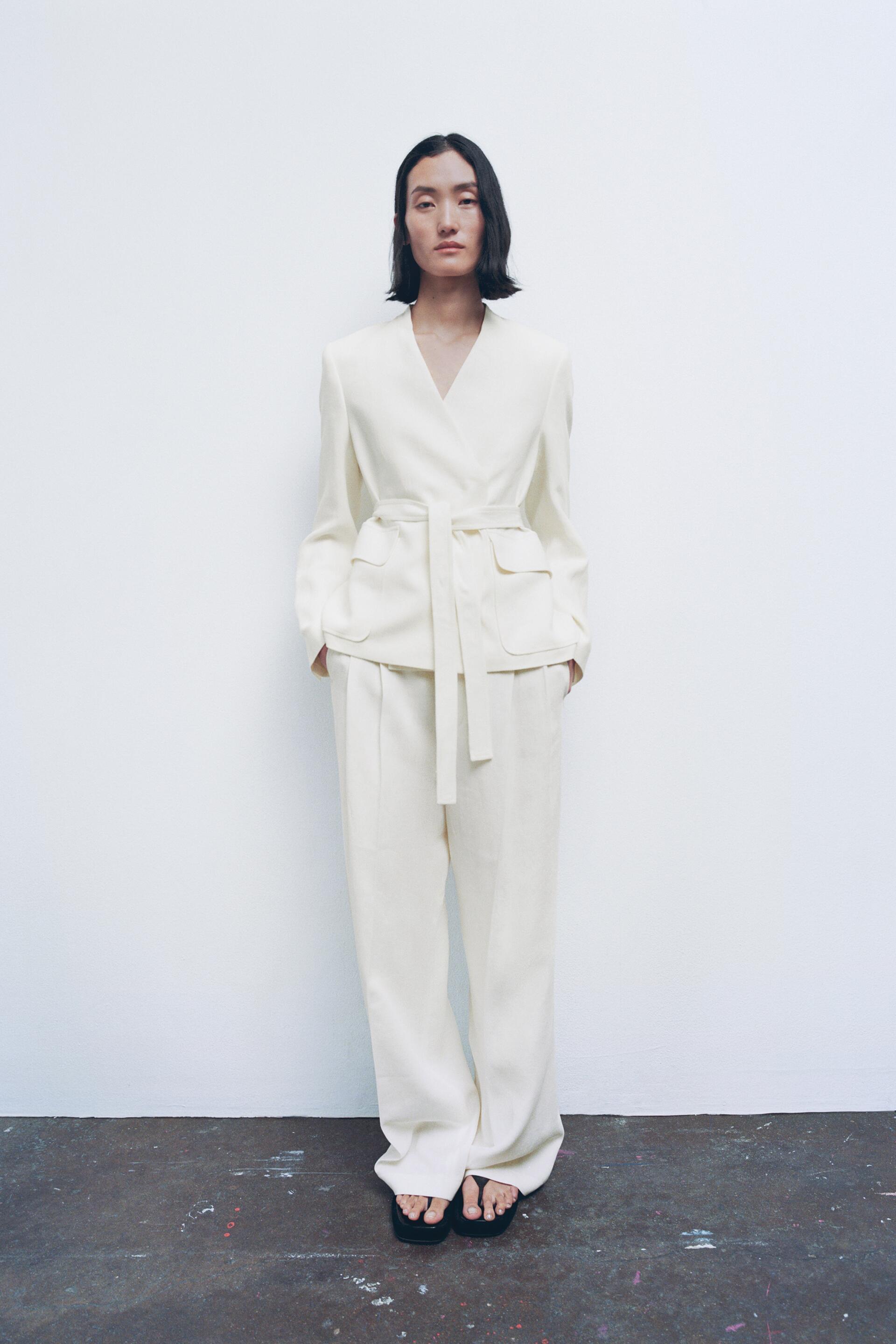

Брюки женские ZARA 02219586 белые M (доставка из-за рубежа), 02219586