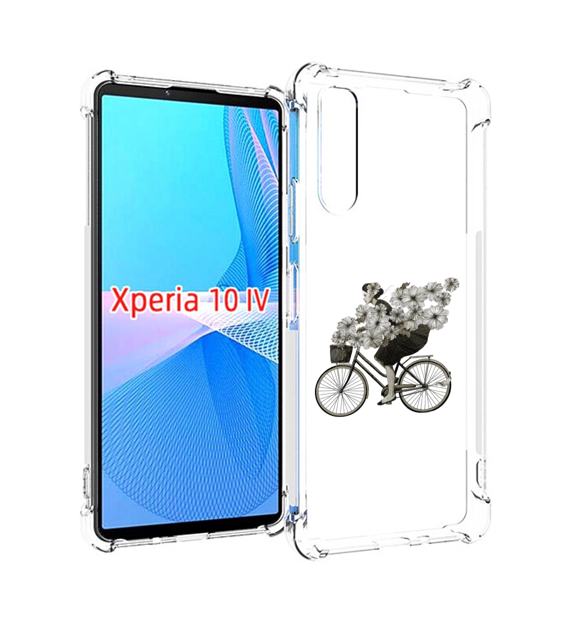 Чехол MyPads девушка на велосипеде с цветами для Sony Xperia 10 IV (10-4)