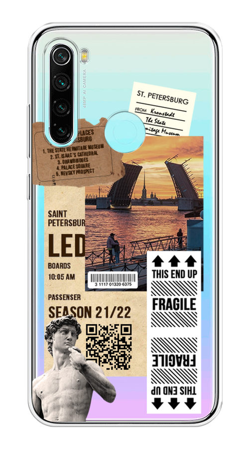 

Чехол на Xiaomi Redmi Note 8 "Санкт-Петербург коллаж", Коричневый;бежевый;белый, 36550-6