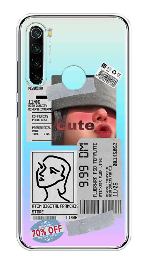 

Чехол на Xiaomi Redmi Note 8 "Cute girl collage", Розовый;серый;голубой, 36550-6