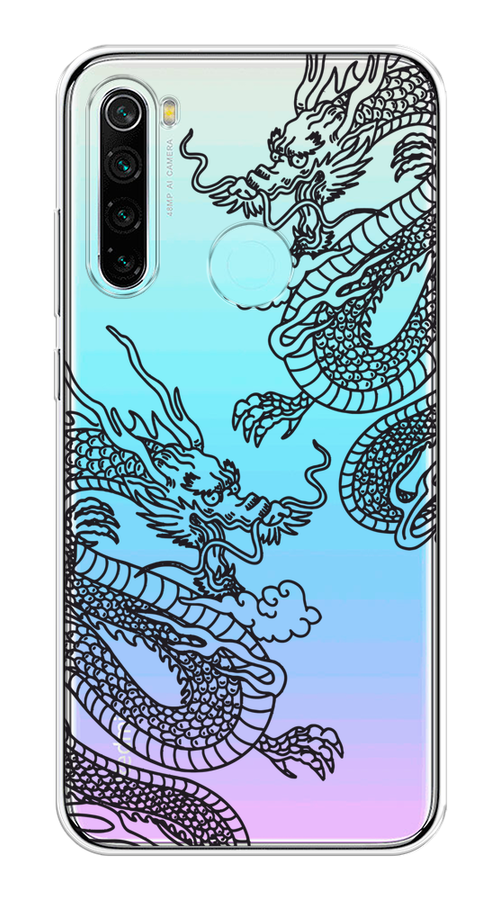 

Чехол на Xiaomi Redmi Note 8 "Два китайских дракона", Серый;черный, 36550-1