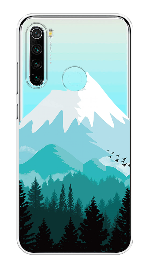 

Чехол на Xiaomi Redmi Note 8 "Синяя снежная гора", Белый;голубой, 36550-2