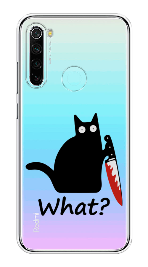 

Чехол на Xiaomi Redmi Note 8 "Котик с ножом", Черный;красный, 36550-6