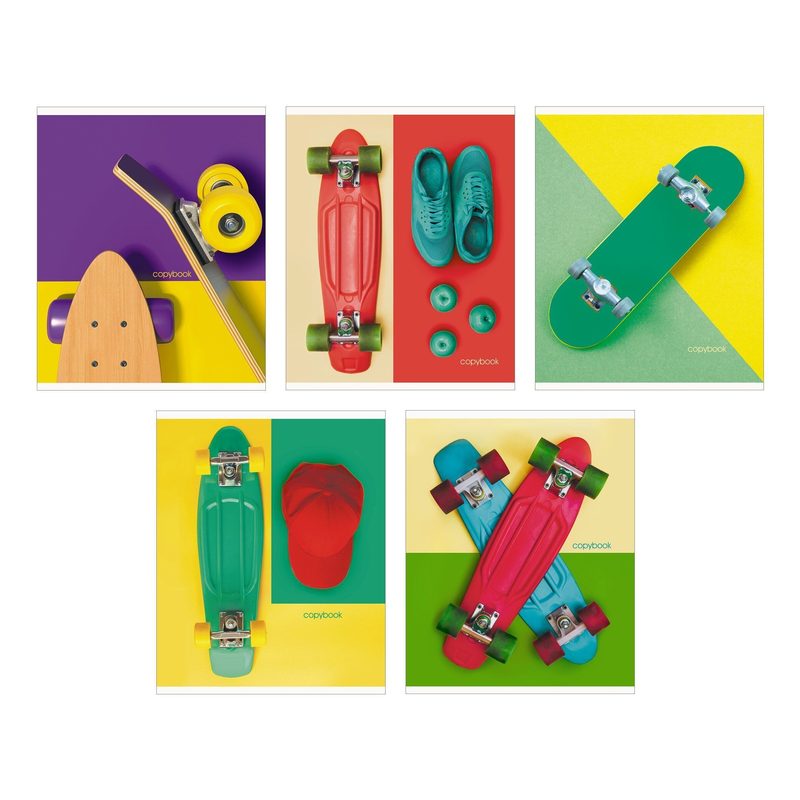 

Тетрадь общая 48л, А5 Listoff Skateboard клетка, мелованный картон, матовая ламинация