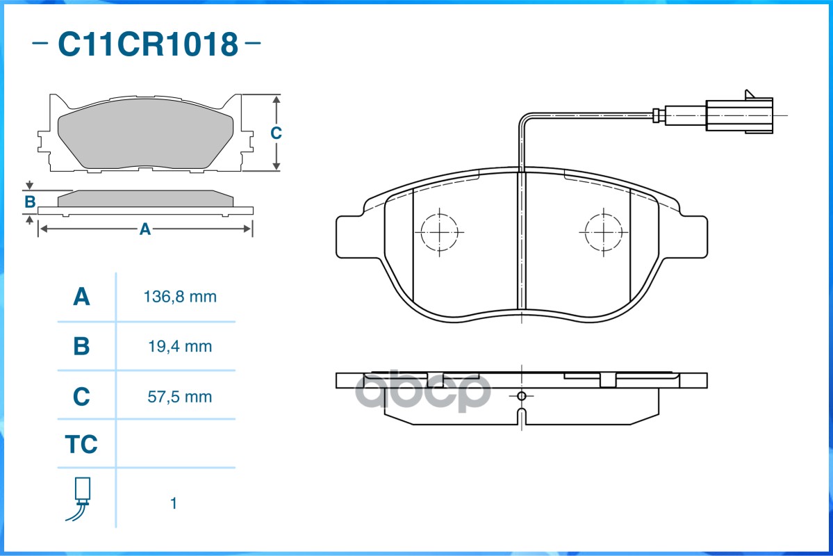 

Тормозные Колодки Передние (Low Metallic) Cworks C11cr1018 CWORKS арт. C11CR1018