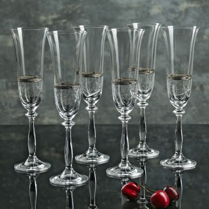 фото Набор бокалов для шампанского «анжела», 190 мл, 6 шт crystal bohemia