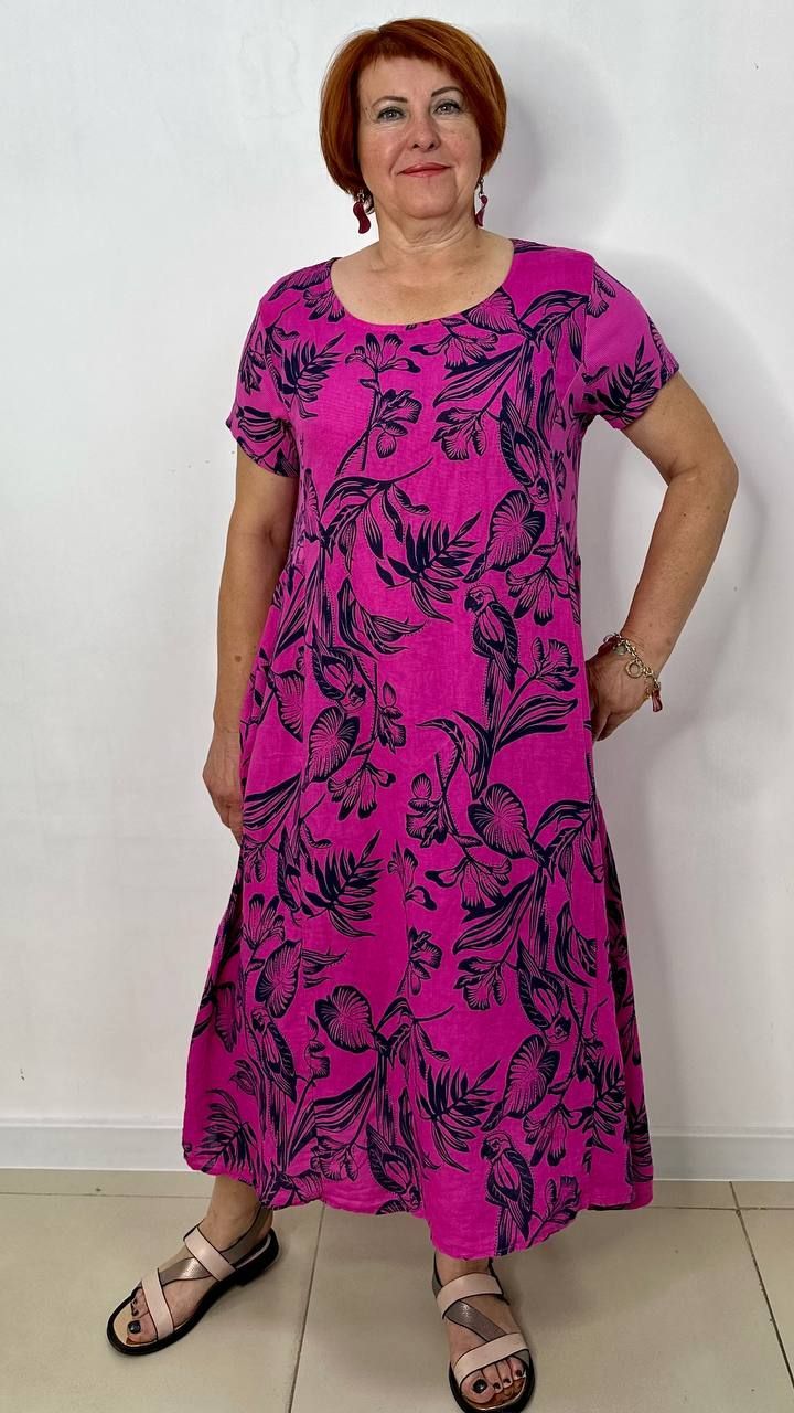 Платье женское Made in Ital 6568 розовое 48-54 RU