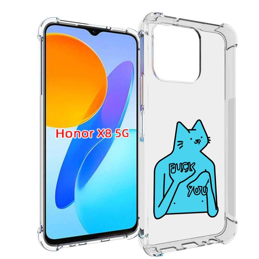 

Чехол MyPads голубой-кот-фак-ю для Honor X8 5G, Прозрачный, Tocco