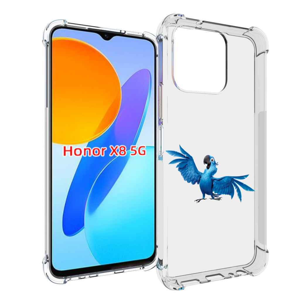 

Чехол MyPads голубой-попугайчик для Honor X8 5G, Прозрачный, Tocco