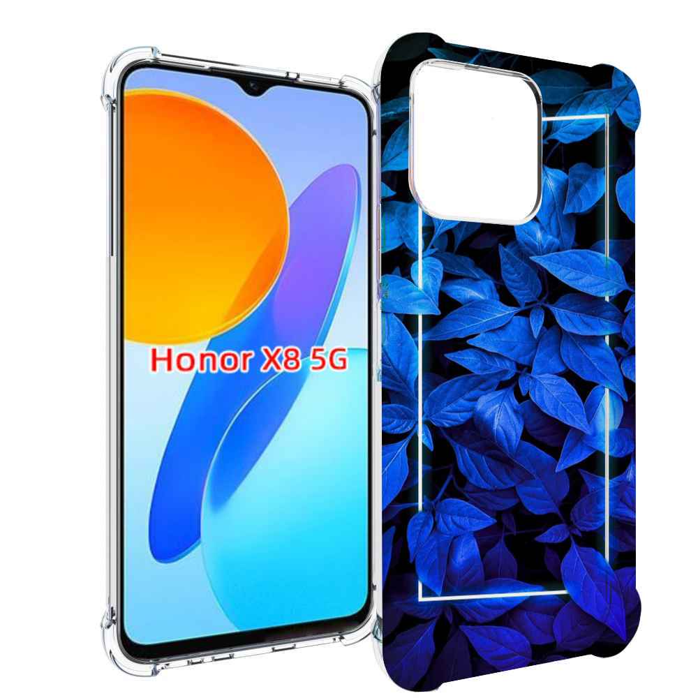 

Чехол MyPads голубые цветочки неон для Honor X8 5G, Прозрачный, Tocco