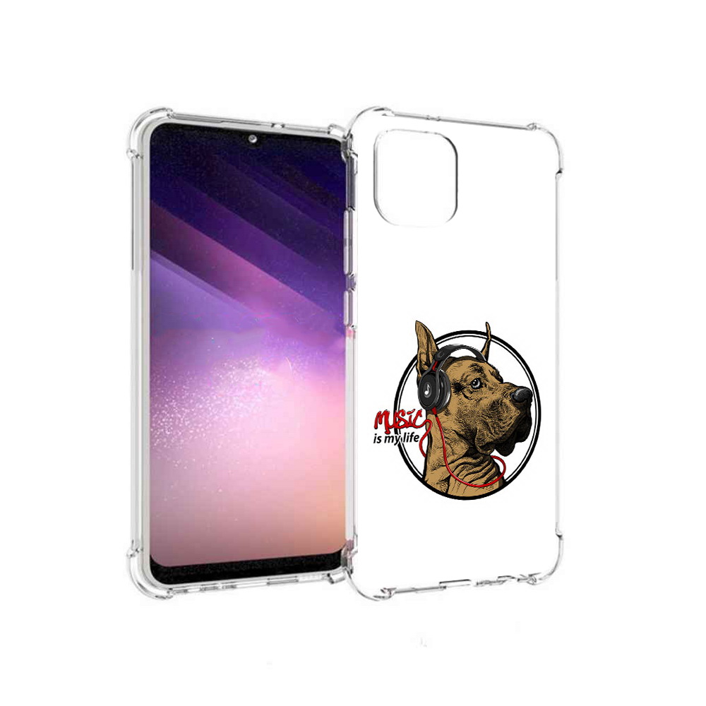 

Чехол MyPads Tocco для Samsung Galaxy A03 музыкальная собака (PT226903.537.490), Прозрачный, Tocco