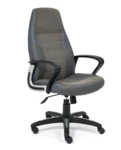 фото Кресло офисное tetchair inter, кож/зам/флок/ткань, c-36/29/tw-12 gray / metallic