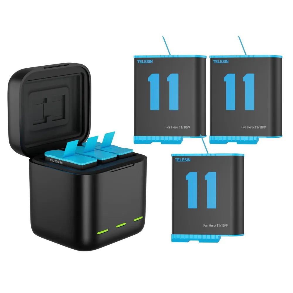 

Зарядное устройство Telesin 3 Slot Charger Box для GoPro 11/10/9, Черный, 3 Slot Charger Box