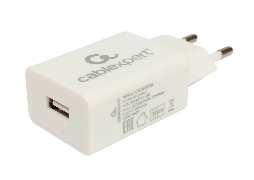 

Зарядное устройство блок питания для телефонов Cablexpert 10.5Вт, 2.1A, 1 порт USB, белый, MP3A-PC-38