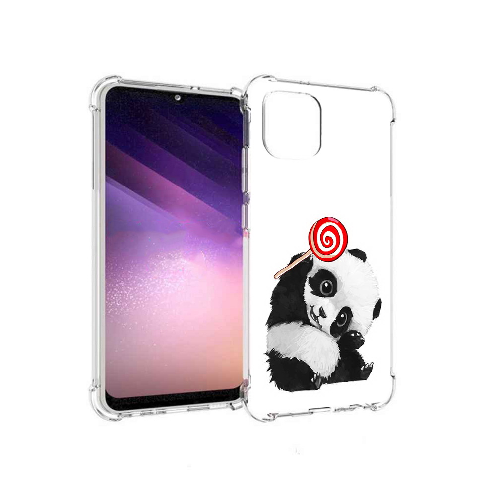 

Чехол MyPads Tocco для Samsung Galaxy A03 панда с леденцом (PT226903.537.534), Прозрачный, Tocco