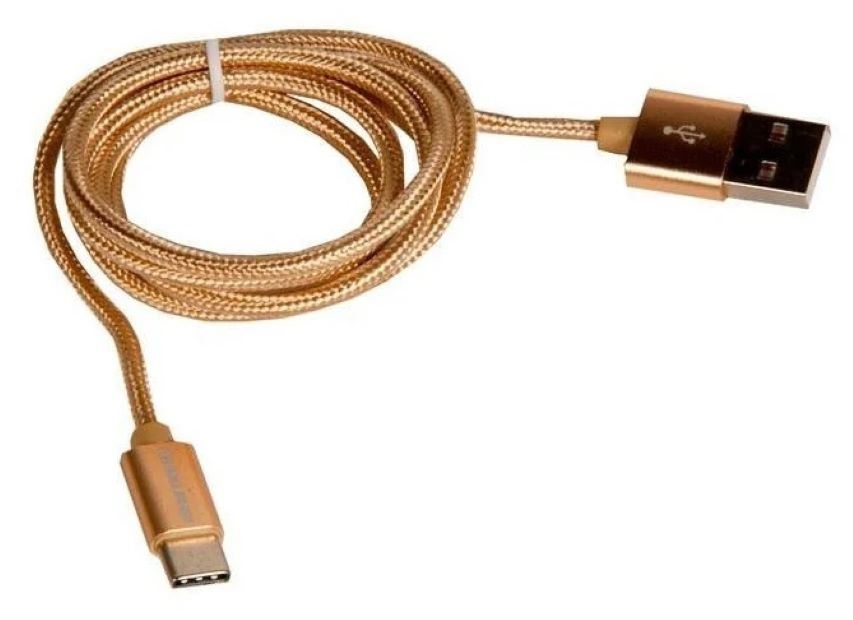 Дата-кабель More choice USB 2.0A для Type-C K11a нейлон 1м (Gold)