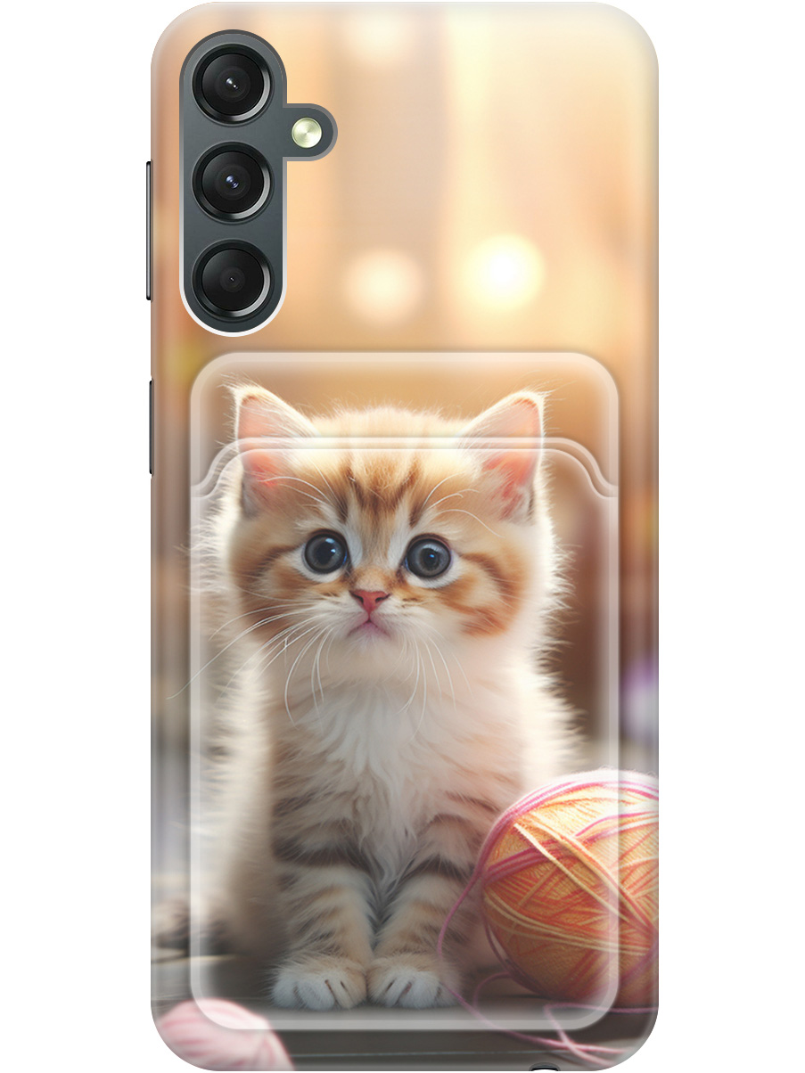 

Силиконовый чехол на Samsung Galaxy A24 с рисунком "Котик и нитки", Белый;желтый;розовый, 20011958