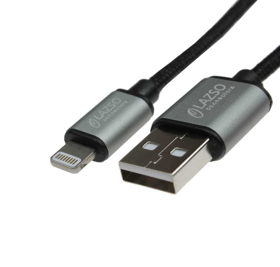 Кабель LAZSO для передачи данных и зарядки USB2.0 (MFI Lightning), 2А WU-202(1.2m)