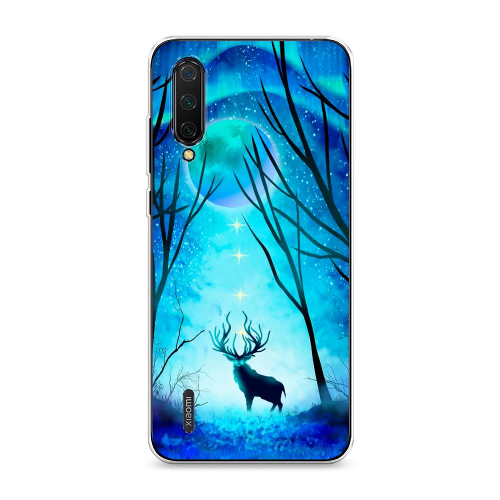 

Чехол на Xiaomi Mi 9 Lite"Олень северное сияние", Синий;черный;голубой, 36750-1