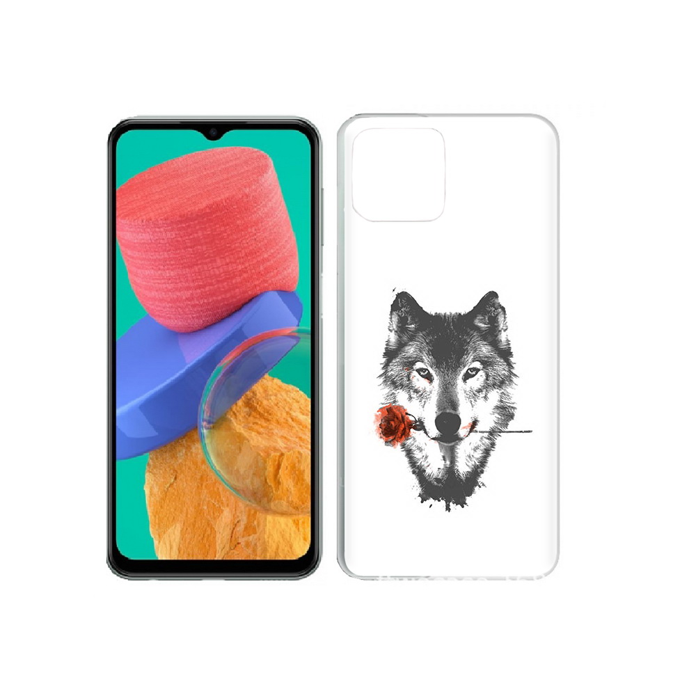

Чехол MyPads Tocco для Samsung Galaxy M33 волк с розой (PT227322.603.270), Прозрачный, Tocco