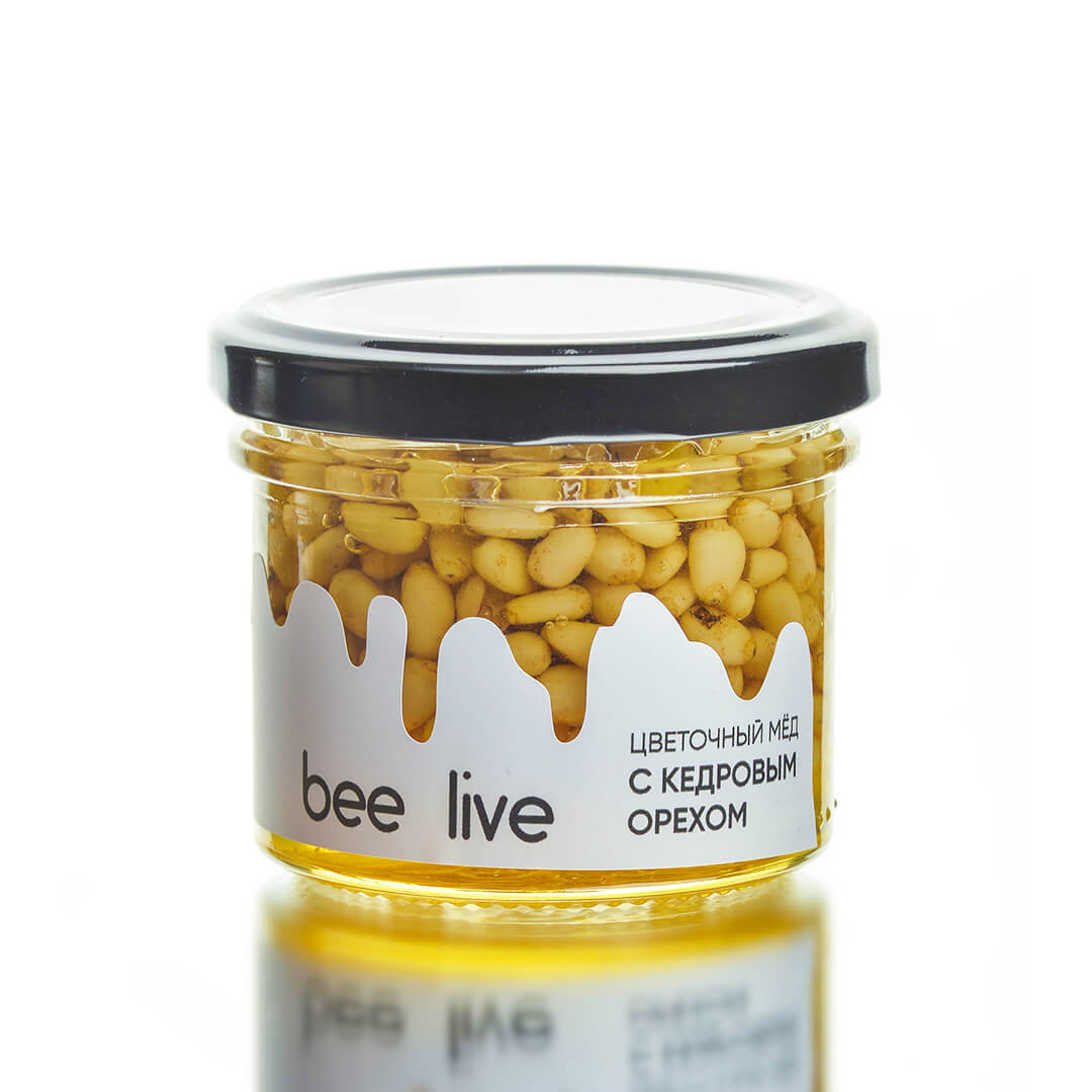 Цветочный мёд с кедровыми орехами Bee live, 120 мл