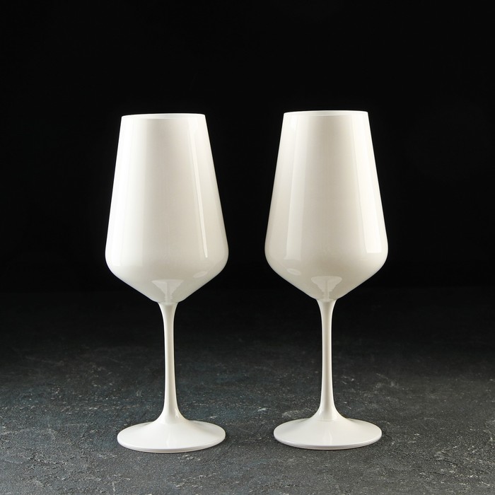 фото Набор бокалов для вина «сандра», 450 мл, 2 шт, цвет белый crystal bohemia