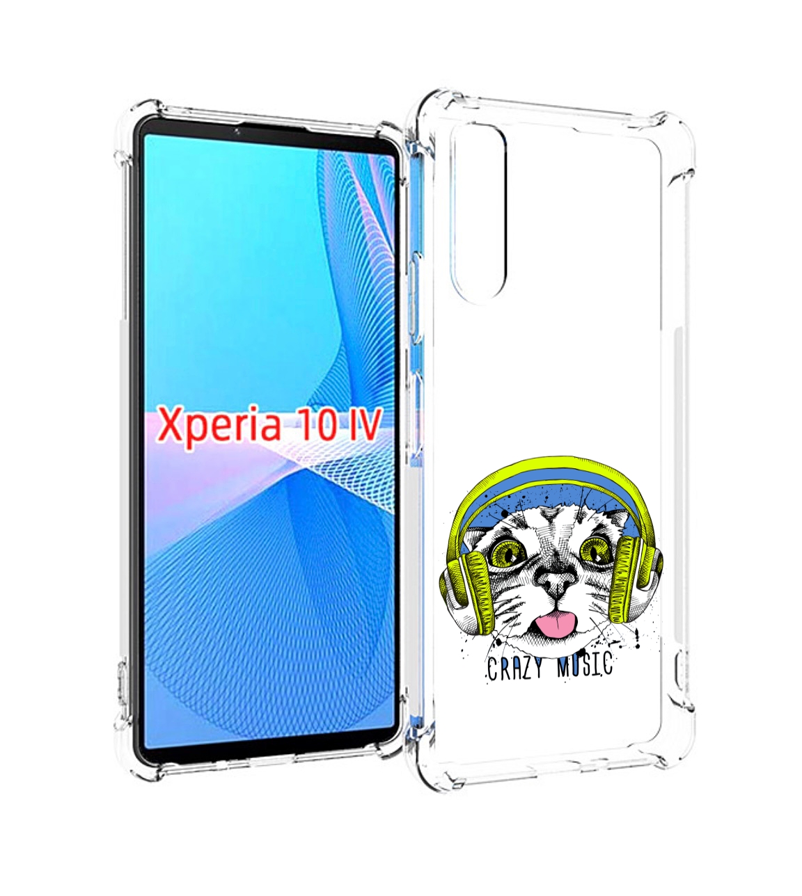 Чехол MyPads кошка в наушниках рисунок для Sony Xperia 10 IV (10-4)