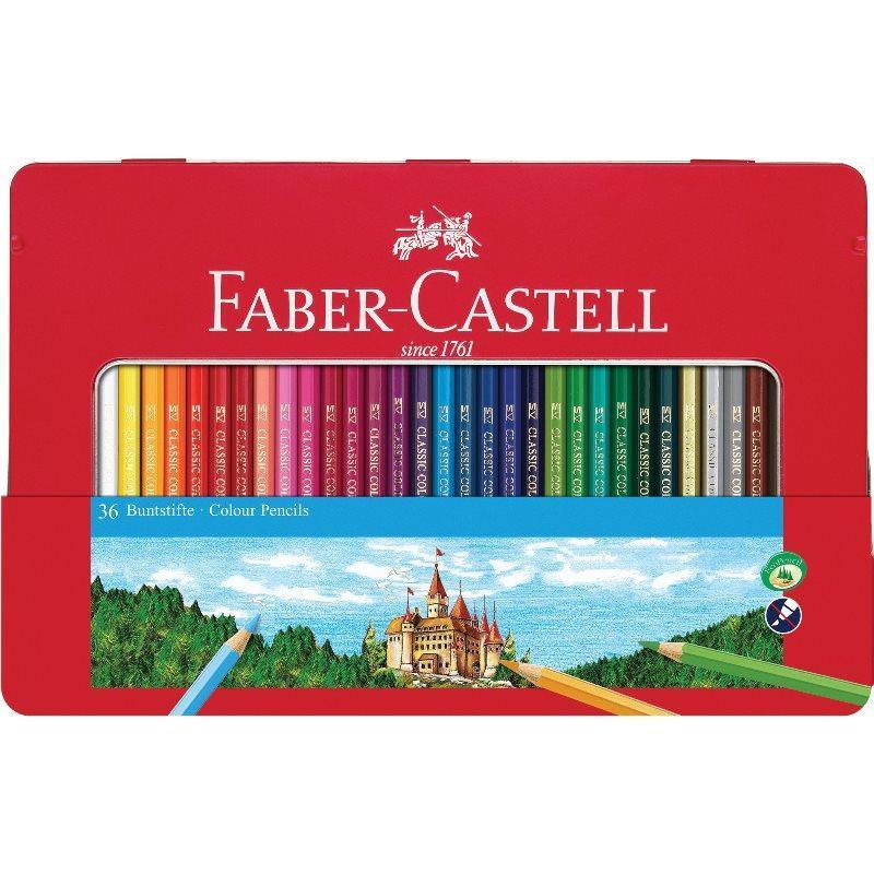 

Карандаши цветные Faber-Castell 36 цветов 6гр метал. коробка 115886, Разноцветные