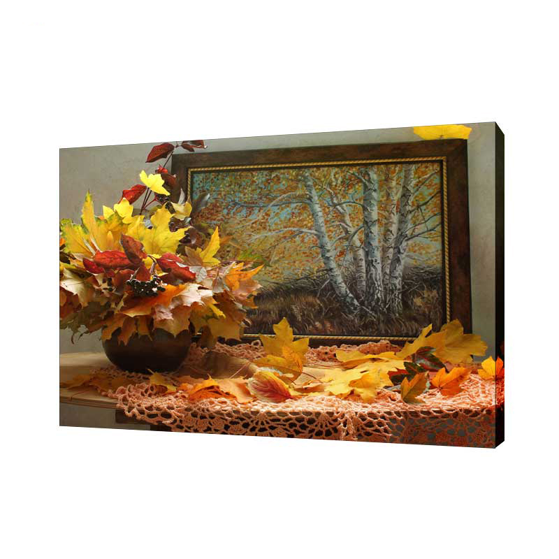 

Картина на холсте на стену Сити бланк Осень реальная и рисованная 30х40 см, Картина на холсте