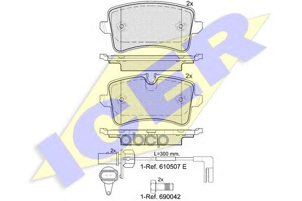 

Колодки торм.зад. AUDI A4 Avant RS4 quattro 05/12->/ A5 RS5 quattro 03/10->/ A6 2,0-3 ICER