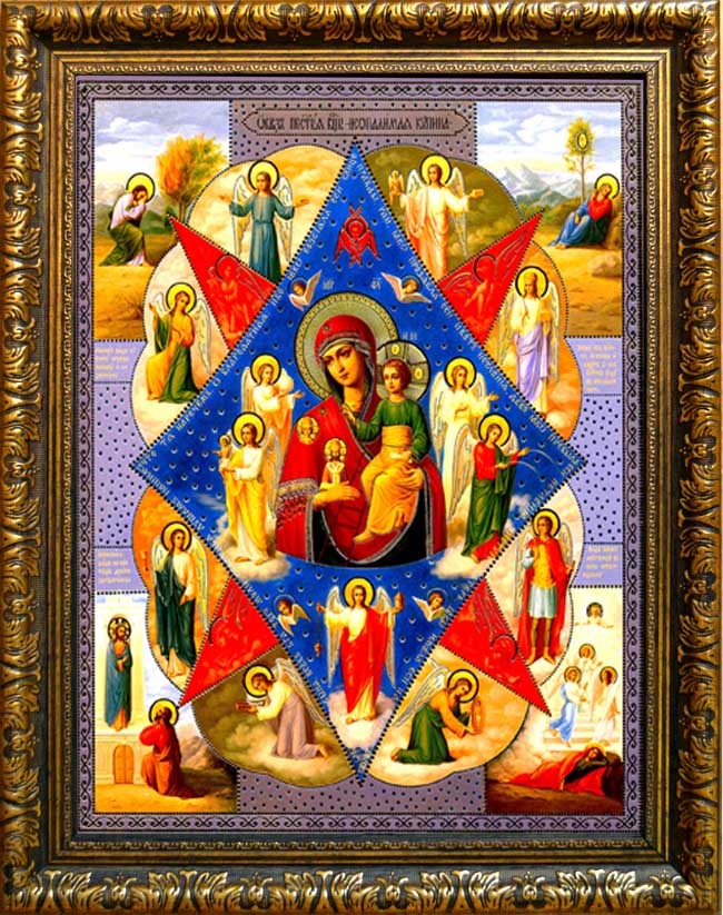 

Неопалимая Купина. Икона Божьей Матери на холсте.