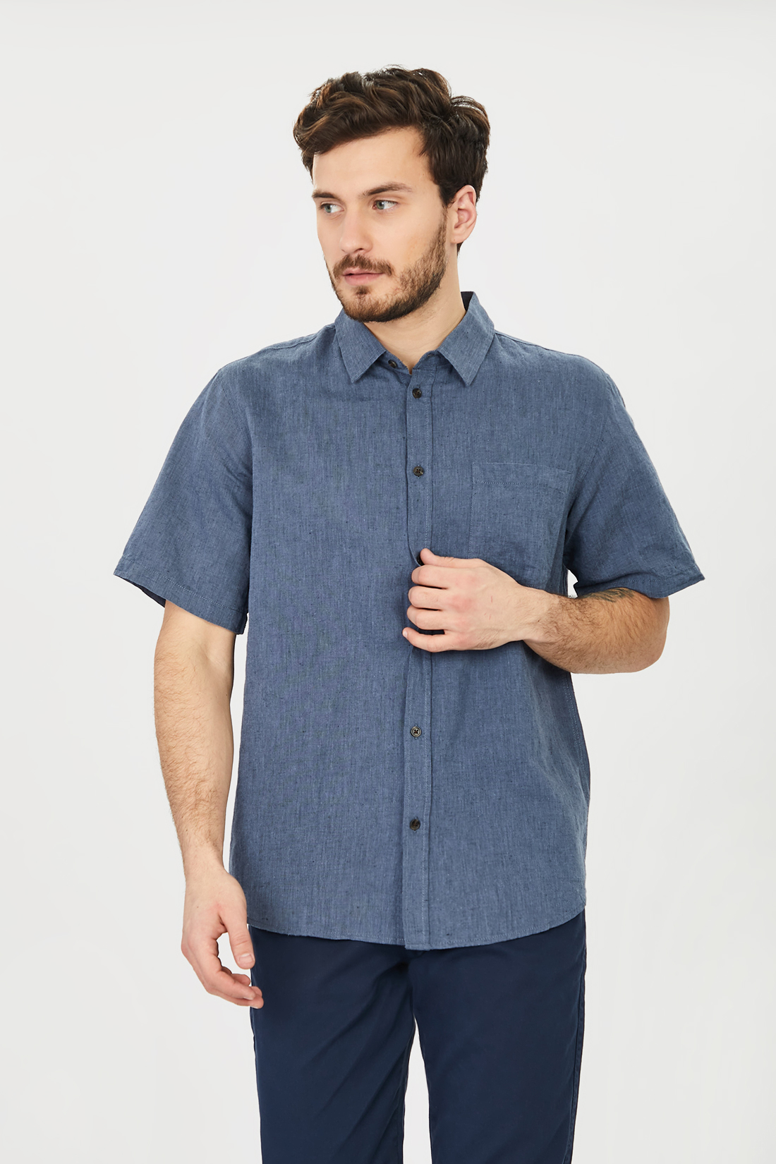 

Рубашка мужская Baon B681202 синяя 4XL, B681202