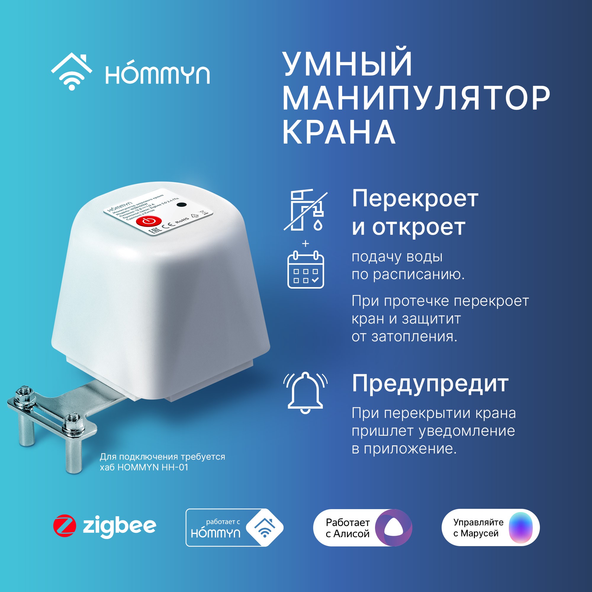 Манипулятор шарового крана HOMMYN электрический WZB400W