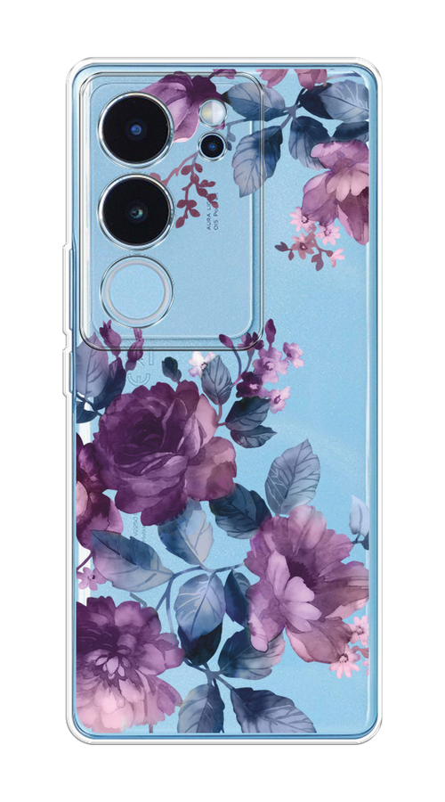

Чехол на Vivo V29 5G "Purple Blossoms", Синий;фиолетовый, 269350-1