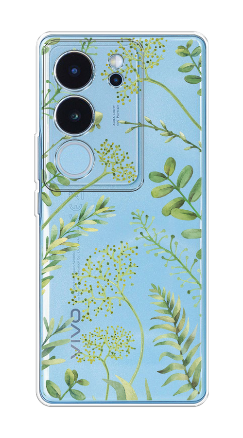 

Чехол на Vivo V29 5G "Green Leaves", Зеленый;прозрачный, 269350-1