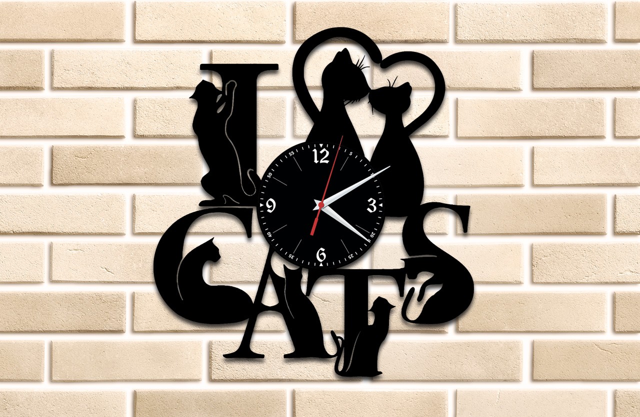 фото Часы из виниловой пластинки (c) vinyllab - i love cats